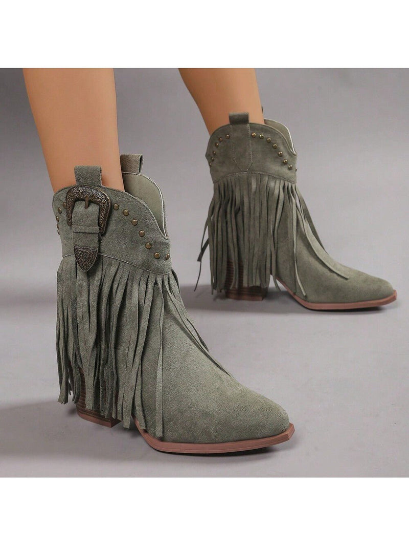 Belle in Olive Suede Boots, view 5