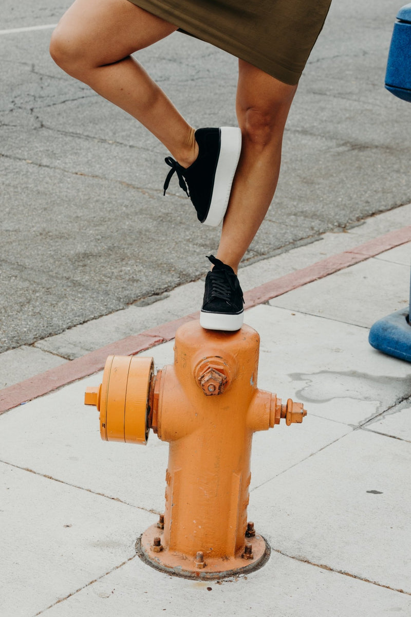 Hero in Black Suede Sneakers, styled view 7