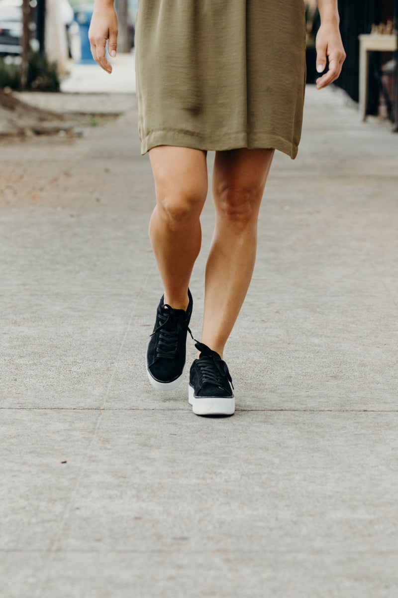 Hero in Black Suede Sneakers, styled view 2