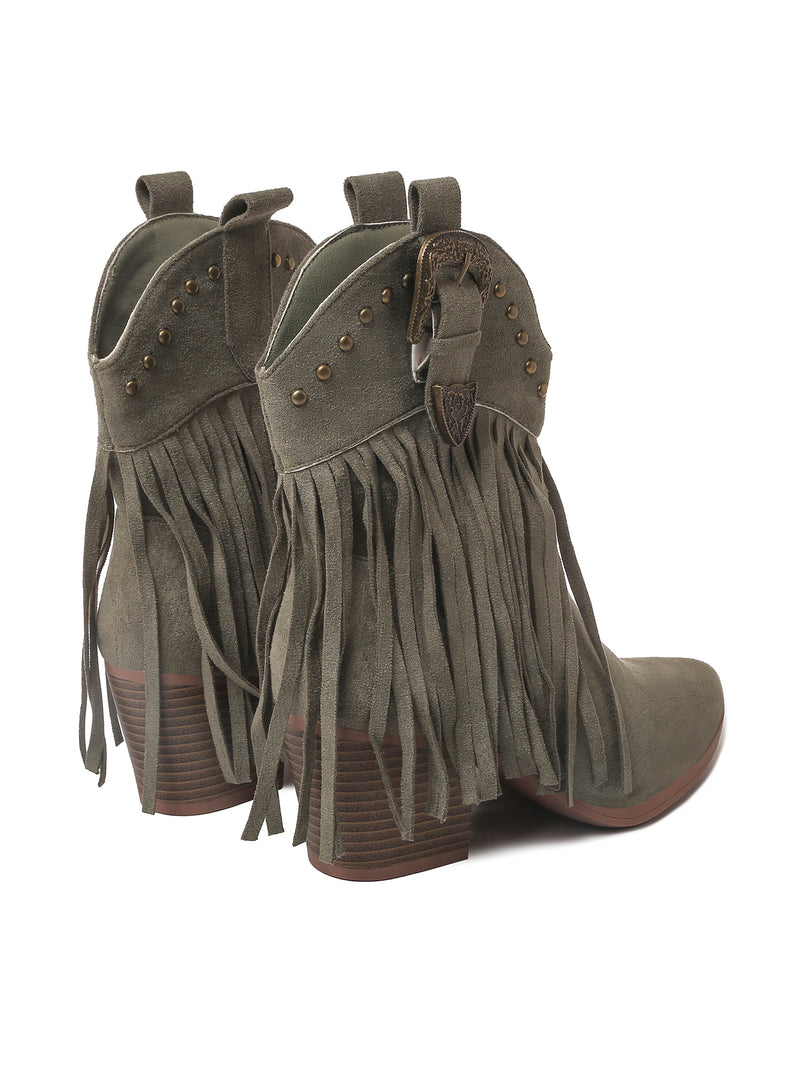 Belle in Olive Suede Boots, view 3