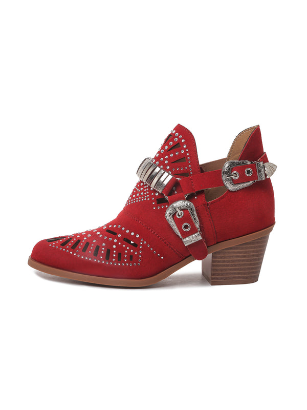 Marcela | Red, booties by J.Adams, second view