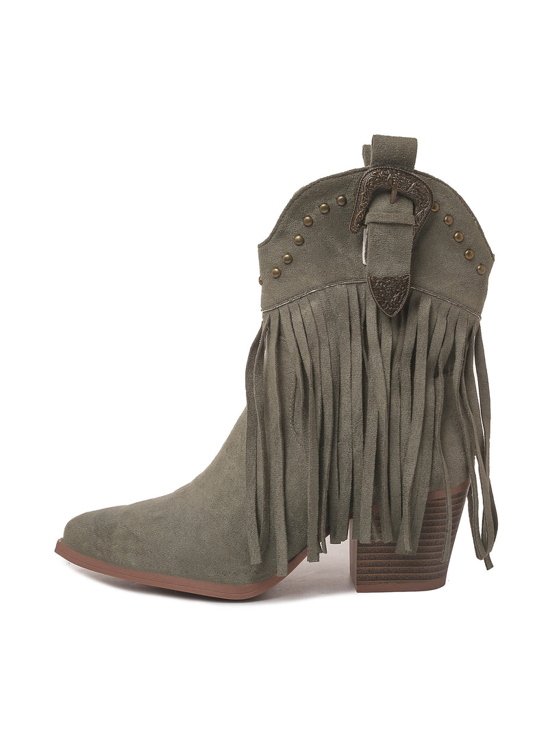 Belle in Olive Suede Boots, view 2