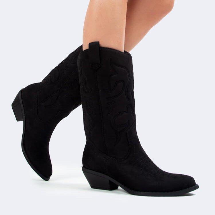 Lasso in Black Suede Boots, styled view 2